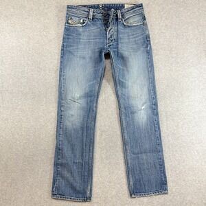 Diesel LARKEE Jeans Men 30x32 Blue Straight Faded Distressed Patched Repaired